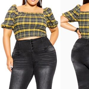 City Chic Black & Yellow Top